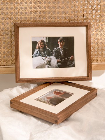 相框*實木立體卯榫黑胡桃6寸7寸8寸洗照片做成相框掛墻相冊框刻印logo 雙十二特惠