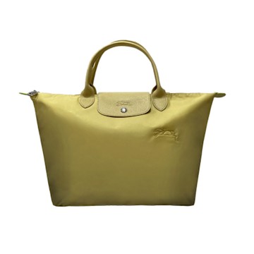 【LONGCHAMP】L1623919A81  經典LE PLIAGE短把摺疊手提刺繡水餃包 M號(黃色)