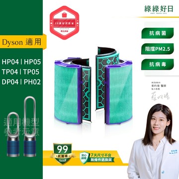 綠綠好日活性碳濾網濾心清淨機濾網 適用 Dyson TP04/DP04/HP04/HP05/TP05 抗菌HEPA濾芯