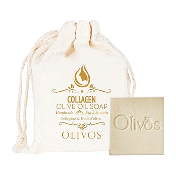 OLIVOS 奧莉芙的橄欖手工皂 嫩膚膠原蛋白橄欖油手工皂 附隨身束口袋  150g  1個