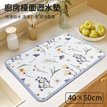 【媽媽咪呀】買一送一共2入超值組矽藻土廚房瀝水墊40x50cm(廚房吸水墊 流理台吸水墊 軟式矽藻土桌墊 碗盤瀝水)