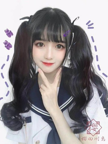 雙馬尾假發女長發綁帶式高馬尾蓬松自然lolita長卷發【櫻田川島】