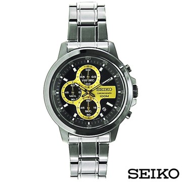 SEIKO精工  CHRONOGRAPH型男風格三眼計時碼表石英腕錶 SKS511P1