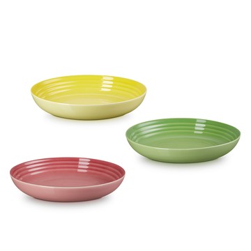 LE CREUSET 瓷器義麵盤 22cm-無盒 (薔薇粉/閃亮黃/棕櫚綠  3色選1)