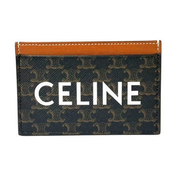 【二手名牌BRAND OFF】CELINE 賽琳 棕色 PVC塗層帆布 凱旋門 Triomphe 名片夾 卡夾