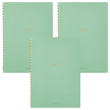 日本 MIDORI 點點彩色線圈筆記本 15333 A5  3本  綠色