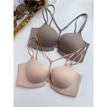 夏季薄款細帶前扣美背小胸聚攏內衣無痕無鋼圈Y型不空杯立挺文胸