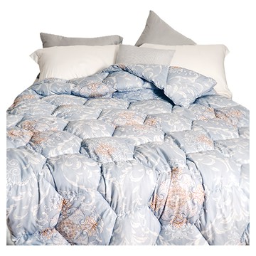 田中保暖 可水洗羽絲絨被 3D蜂巢車花  210 x 180cm  藍色 + 白色 + 橘色