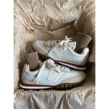 阿甘鞋女2025新款春秋系帶四季百搭軟底華夫鞋運動休閑單鞋德訓鞋