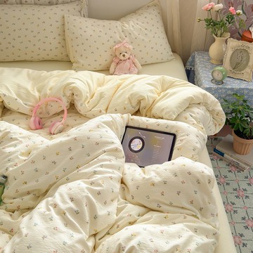 A類母嬰級四件套純棉全棉床包組 雙層紗床上四件套 床上 床單 被套 新款 宿舍 床包三四件套