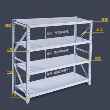 倉儲貨架 置物架 貨架 鐵架 免螺絲角鋼架 佳鴻鑫貨架 倉庫倉儲家用加厚置物架 展示儲物多層輕型貨物鐵架子