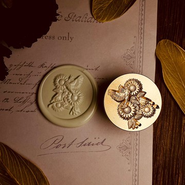 【蜂鳥向日葵】向日葵火漆印章浮雕3D立體復古章手帳信封火漆小章