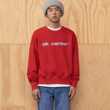 ok center標準標 正C紅衛 純棉 硬機織法 衛衣 內搭款 OKCENTER