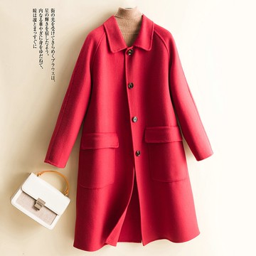 羊毛大衣毛呢外套-中長款雙面羊絨寬鬆女外套4色74bi31【獨家進口】【米蘭精品】