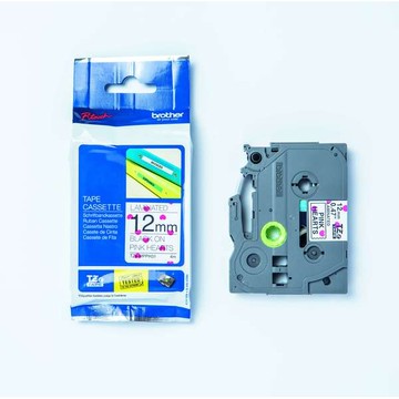 【 BROTHER】兄弟牌  白底粉紅愛心黑字 12mmx4M 創意護貝標籤帶 / 包 TZe-MP PH31