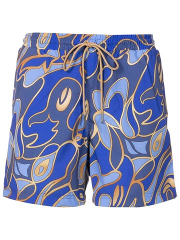 Lygia & Nanny - abstract-print drawstring swim trunks - men - Polyester/Spandex/Elastane - 46 - Blue