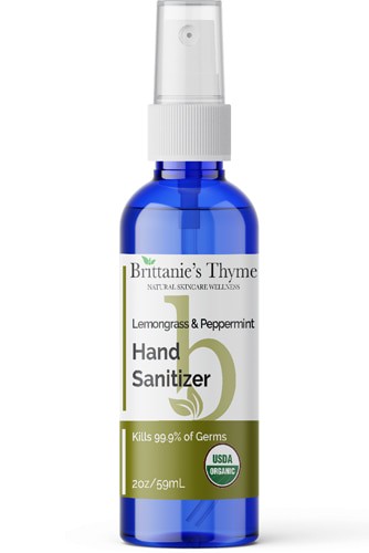 Brittanie's Thyme Organic Hand Sanitizer Lemongrass & Peppermint 2 oz