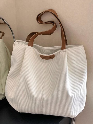 大容量托特包大方包女 秋冬大容量包包女2023新款潮時尚百搭燈芯絨托特包學生上課單肩包