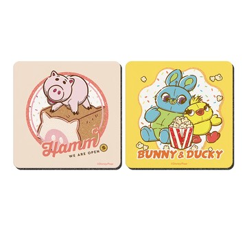 收納王妃 硬式珪藻土方款杯墊  10 x 10 x 0.9cm  玩總烘焙 麵包爆米花 粉色 + 黃色  2個