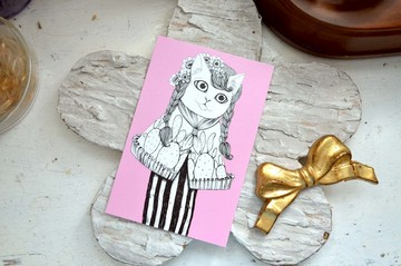 GOOKASO 貓咪淑女 明信片 可書寫硬卡紙材質 POSTCARD