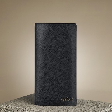 Riuscito 客製化刻字 十字紋皮革 摺疊長夾 (3色)