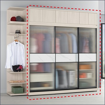 7尺被櫥式鋁框滑門(衣櫥+被櫃)二件式 收納衣櫃 玻璃門衣櫥【149A03813】Leader傢居館149-A213+A214+A209