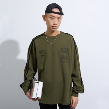 英倫學院風時尚長袖TEE(深綠)-男