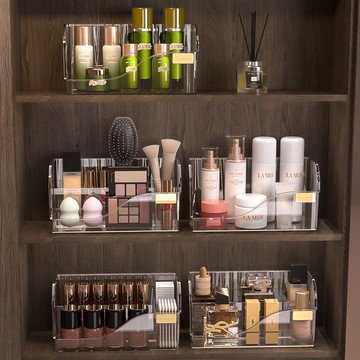 臺灣嚴選鏡櫃收納盒衛生間洗漱臺化妝品口紅置物架浴室臺麵斜口整理收納櫃