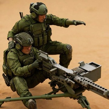 1/35 現代特種部隊兵人2人+重機槍樹脂兵人 拼裝白模(原特)A-2061生日禮物 禮物