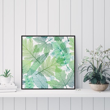 綠楓葉交響曲 - 植物插畫掛畫/綠意掛畫/臥室掛畫/茶水間掛畫