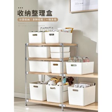 日式化妝品收納盒桌面護膚品整理盒內衣服雜物塑料儲物箱防塵帶蓋