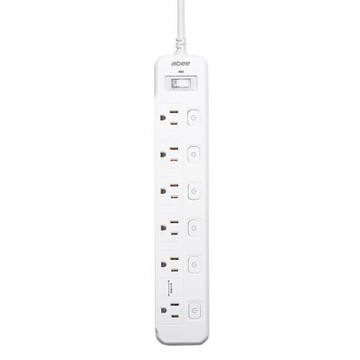 Abee 快譯通 7開6插 過載保護 3孔電源延長線 1.8M/6尺 (EC-76601)