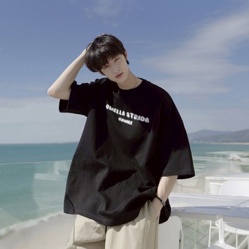 『癮品流行』隔日到！短袖男 S-3XL 美式寬鬆休閒復古短袖 百搭休閒短袖 五分袖T恤 情侶裝 棉質T恤 落肩短袖