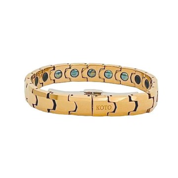 【KOTO】原廠外銷歐洲品牌KENTA 富貴金子彈版健康能量手鍊 蝴蝶扣款1入附原廠禮盒-鍺磁石能量手環-耐磨元寶金招財開運手鍊