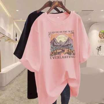 胖胖美依 M-5XL大碼女裝 短袖T卹 中大尺碼 印花上衣 大尺碼上衣 新款松美式小眾上衣-1613.