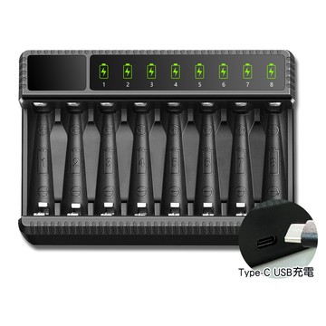 其他電池/充電器 智慧型八槽USB電池充電器 可充3號4號充電電池 可獨立充電