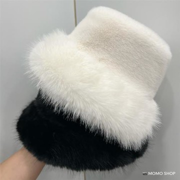 莫小姐 x 下雪超美~韓流ins仿貂毛盆帽冬季保暖防寒漁夫帽顯臉小