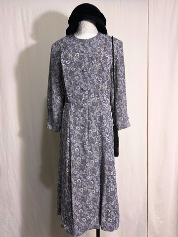 典雅紫花朵古著洋裝/ 國外帶回 VINTAGE