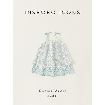 INSbobo女童吊帶連衣裙夏裝甜美蕾絲公主裙兒童裙子新款童裝女夏