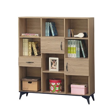 文創集 多力3.9尺二門單抽中高書櫃/收納櫃-118.5x32.5x130cm免組