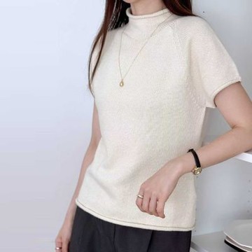 正韓女上衣 無縫短袖針織衫SOM1043-創翊韓都