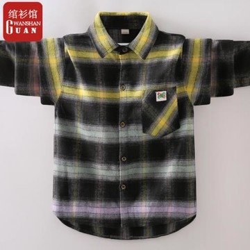 男童長袖襯衫春裝2022新款兒童格子襯衣純棉長袖中大童春秋潮男孩