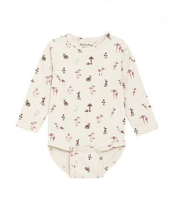 蘑菇兔子米色長袖包屁衣80cm