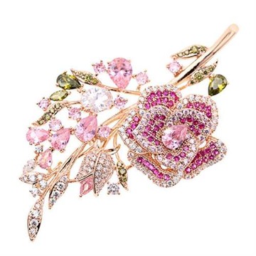 【Jpqueen】凡爾賽玫瑰華麗鋯石兩用胸針別針(5色可選)