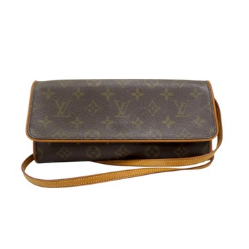 【二手名牌BRAND OFF】LOUIS VUITTON LV 路易威登 棕色 原花帆布 Pochette Twin GM 肩背包 M51852