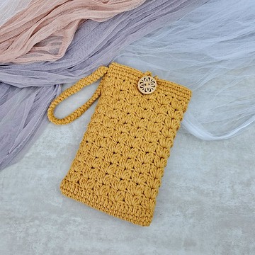 編織手機袋/ 手鈎肩背包/ 鈎織鈄背包/ 電話包 (Pattern E)