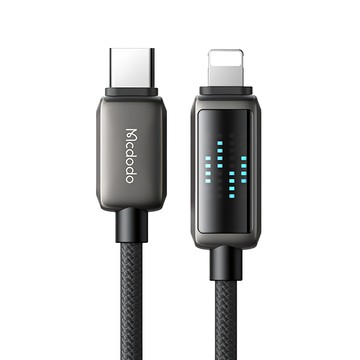 Mcdodo 麥多多 字節律動數顯充電線 3A快充 PD充電線 Type-C TO Lightning 1.2M  黑色  1條