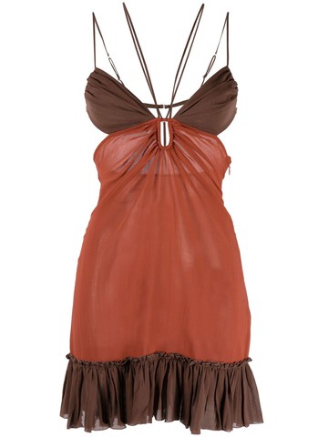 Nensi Dojaka - cut-out detail minidress - women - Cotton - XS - Brown