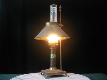 【老時光 OLD-TIME】早期二手法國銅製油燈式玻璃桌燈