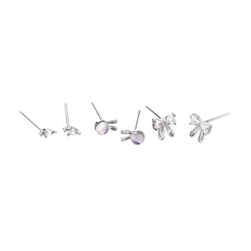 [銀針] 星月兔耳耳環組 / Starry Moon Bunny Ears Earring set